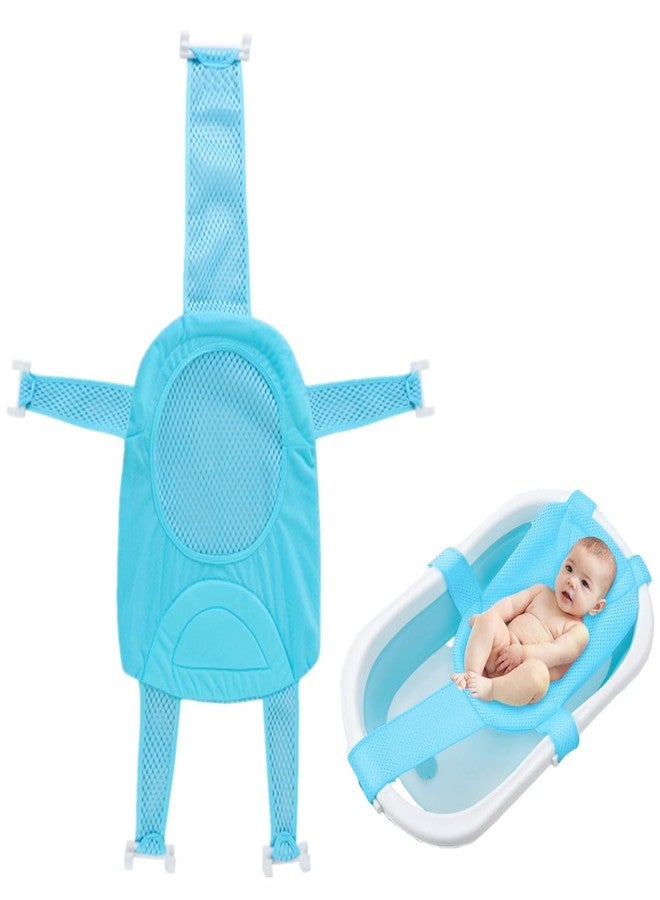 IBLUELOVER Baby Bath Seat Support Net Infant Bathing Support Mat Newborn Bath Tub Seat Cushion Pad with Five Safety Support Corner Adjustable Mesh Bathtub Sling Non Slip Shower Pad for 0-18 Months (Blue) - Image 1
